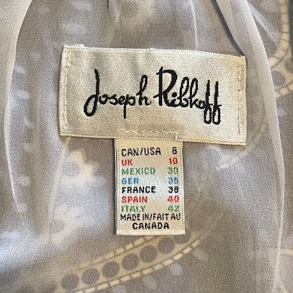 Joseph Ribkoff Vintage Retro Top Womens Size 8 Blue Swirl Keyhole Career Blouse - Picture 4 of 7